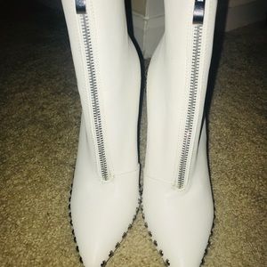 FashionNova White Stud Ankle Boot